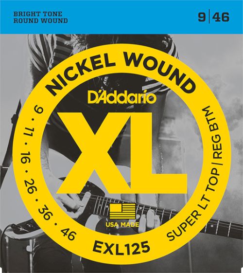 Струны для электрогитары D`Addario Super Light Top/Regular Bottom 9-46 EXL125 XL NICKEL WOUND
