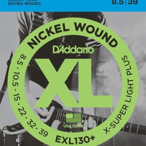 Комплект струн для электрогитары D'Addario, Extra-Super Light Plus, 8.5-39, EXL130+ Nickel Wound
