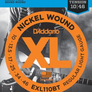 Комплект струн для электрогитары D'Addario, Regular Light, 10-46, сбалансированное натяжение, EXL110BT Nickel Wound
